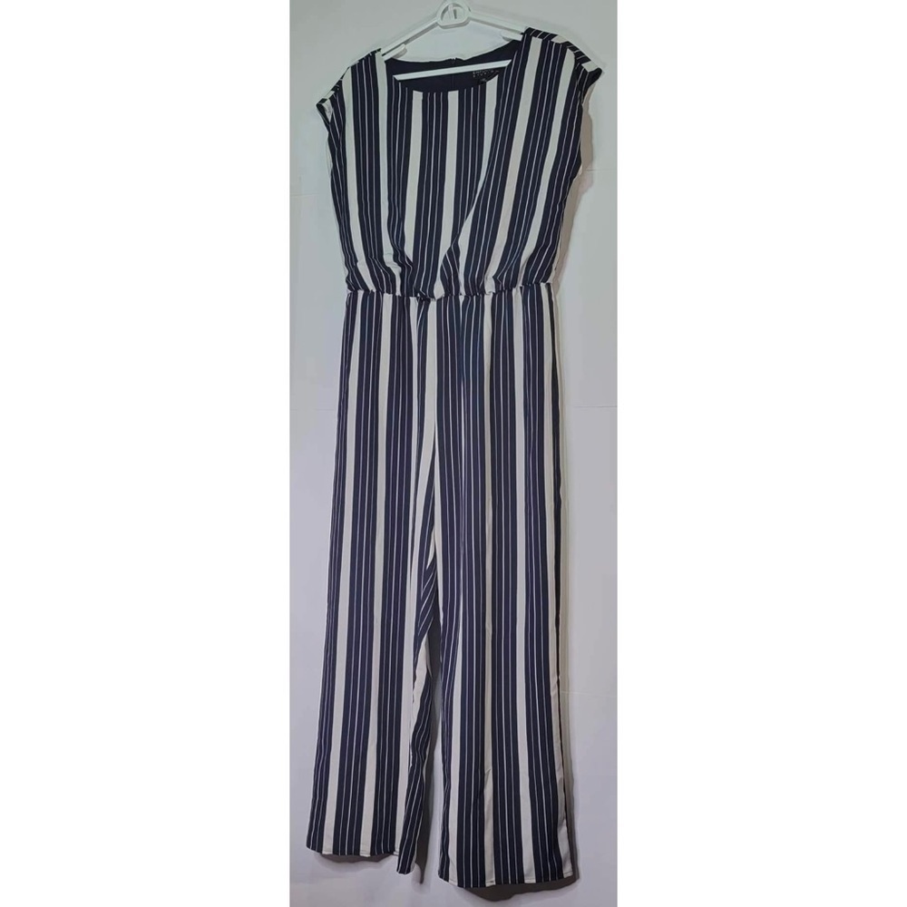 Enfocus Studio Navy Blue Striped Sleeveless Jumpsuit 14